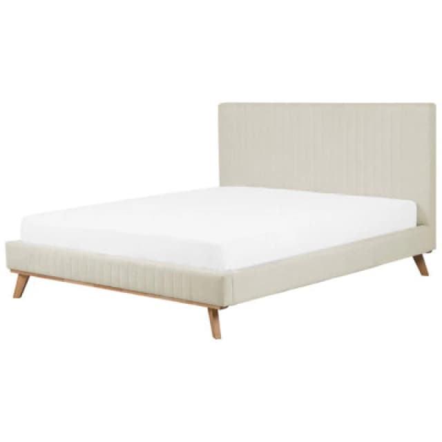 Beliani Bed Chenille Talence 180 X 200 Cm (Eu Super King) Light Beige