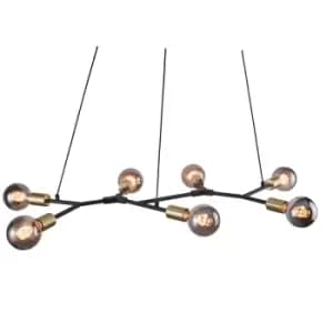 Josefine 7 Arm Pendant Ceiling Light Black, E27