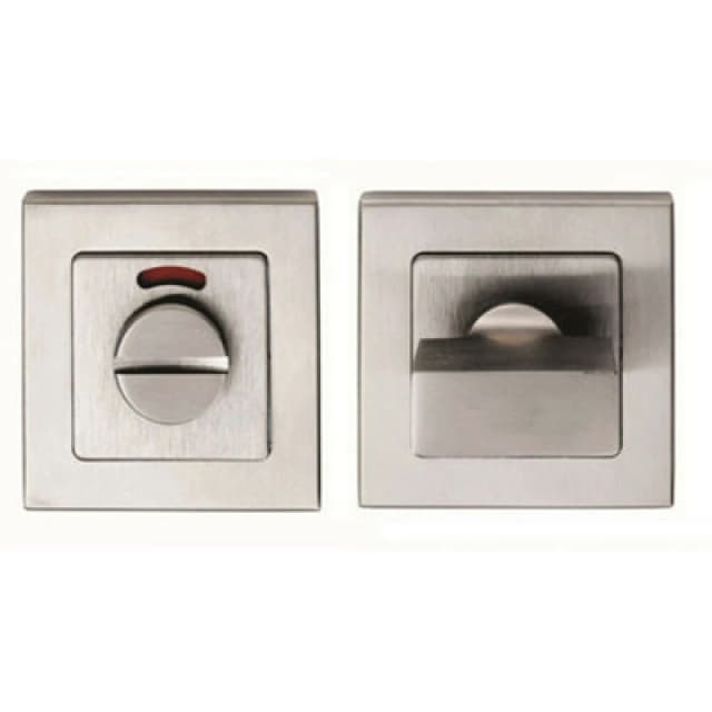 Loops Square Thumbturn Lock and Release With Indicator Satin Stainless Steel Metallics unisex