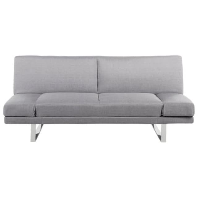 Beliani Sofa Bed 2 Seater York Fabric Light Grey