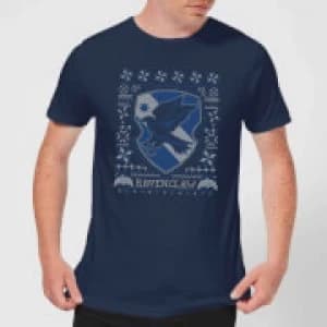 Harry Potter Ravenclaw Crest Mens Christmas T-Shirt - Navy - L