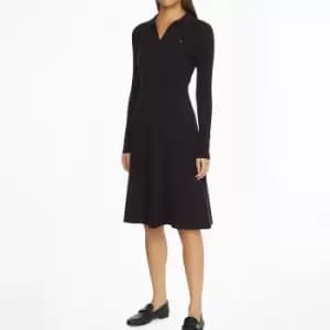 Tommy Hilfiger Womens Org Co F&F Open Polo-Neck Dress - Desert Sky - XS