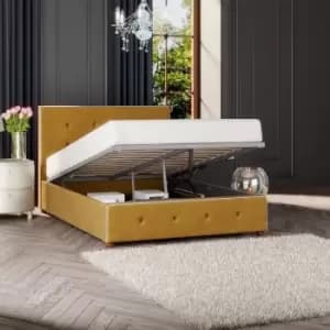 Hesper Ottoman Storage Bed, Plush Velvet, Ochre King - Laurence Llewelyn-bowen