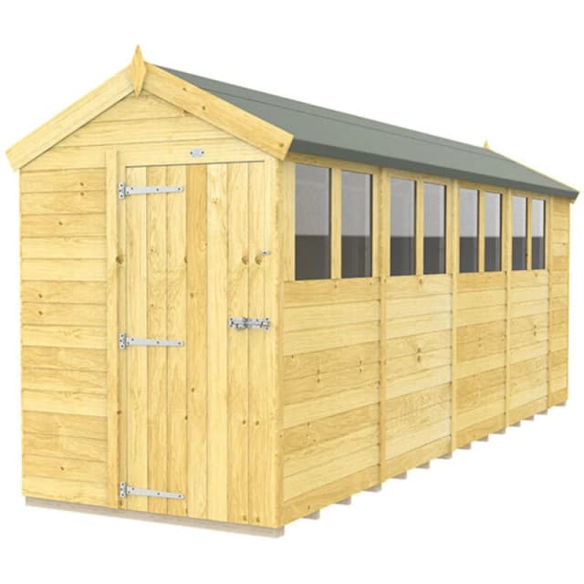 Flat Pack Sheds DIY Sheds 5 x 18 Apex Shed, Brown 5X18AFF