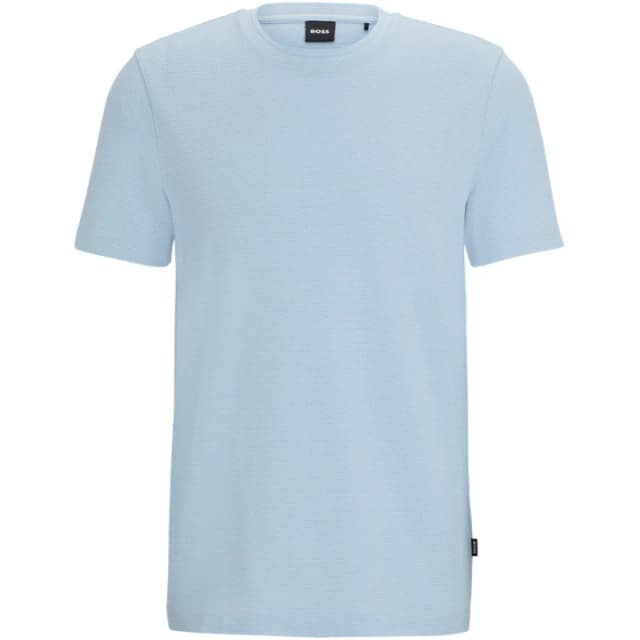 Boss Mens Tiburt Bubble Structure Cotton Short Sleeve T-Shirt Light Blue 450 male Small