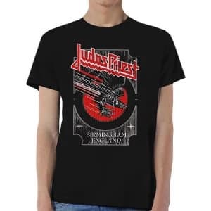 Judas Priest - Silver and Red Vengeance Unisex Large T-Shirt - Black