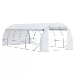 Outsunny 6 x 3 x 2m Polytunnel Greenhouse Pollytunnel Tent w/ Steel Frame White - White