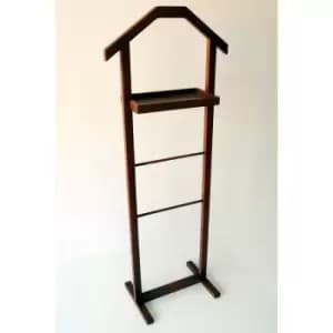 Rynpso Handmade Natural Solid Wood Valet Stand With Tray Clothes Valet Suit Stand Clothes Stand - Dark - Decorotika