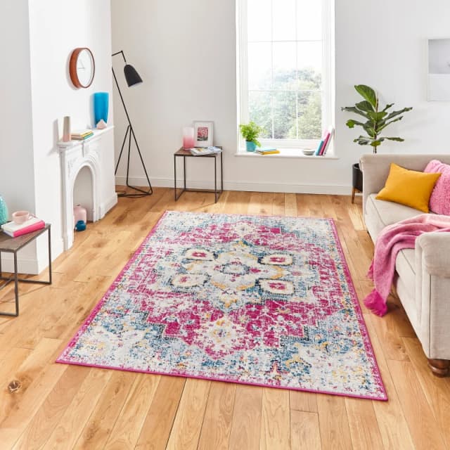 THINK RUGS Think Rugs - Boston G0532 Fuchsia Blue 160cm x 220cm Rectangle - Blue and Pink 42163