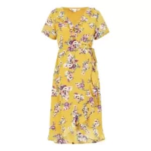 Yellow Floral Frill Dress - Yellow