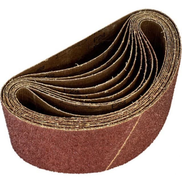 Loops 5 PACK - 100mm x 620mm Sanding Belts - 24 Grit Aluminium Oxide Cloth Backed Multi