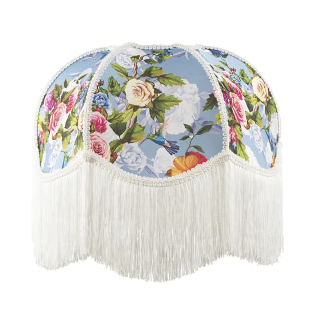 Happy Homewares Victorian Empire Lamp Shade in Sky Blue with Colourful Floral Decor Size: 14" Multicolor Unisex 14"