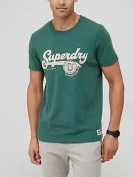 Superdry Vintage Script T-Shirt - Green Marl, Green Marl Size M Men