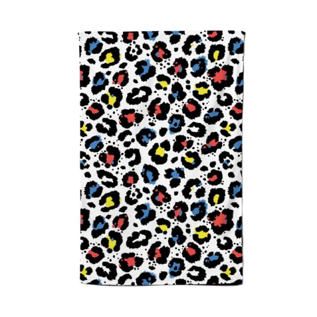 Warren Reed - Designer Coloured Leopard Print Tea Towel in Blue Blue Unisex