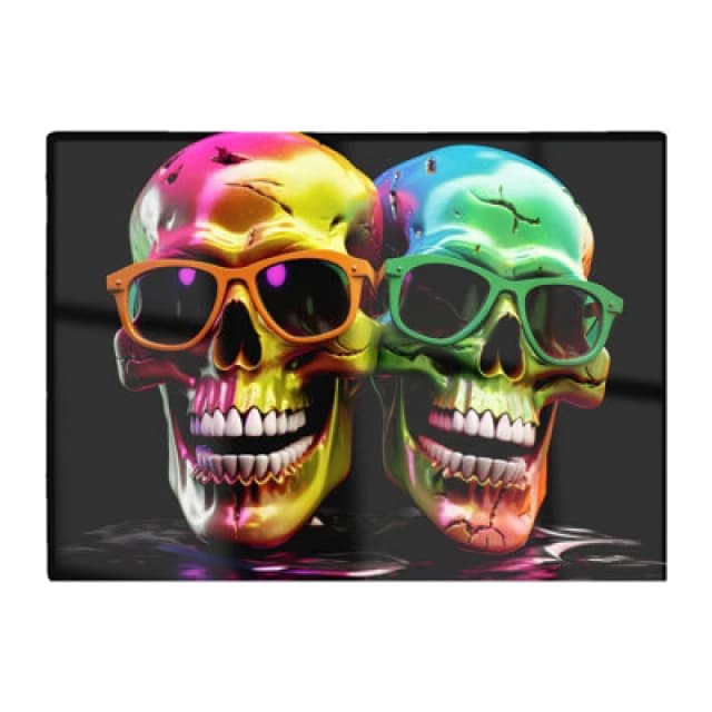 Warren Reed Designer Happy Skeletons In Sunglasses Chopping Board