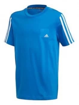 Adidas Junior Boys Dmh Logo Short Sleeve T-Shirt - Blue/White