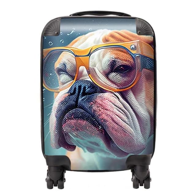 Warren Reed - Designer Bulldog Splashart Suitcase in Brown Size: Small Brown Unisex Small