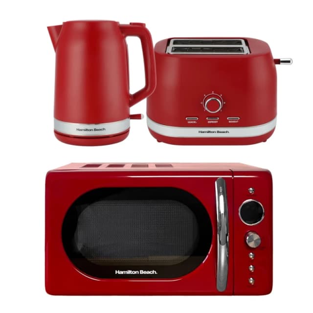 Hamilton Beach Ella Red Kettle, Toaster & Microwave Set Red Unisex