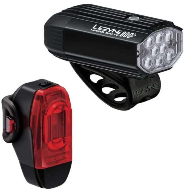 Lezyne Micro Drive 800+ and KTV Drive+ Front and Rear Light Set 800 Black