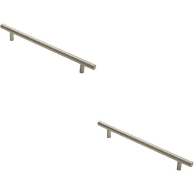 Loops 2x Round T Bar Cabinet Pull Handle 252 x 12mm 192mm Fixing Centres Satin Nickel Metallics unisex