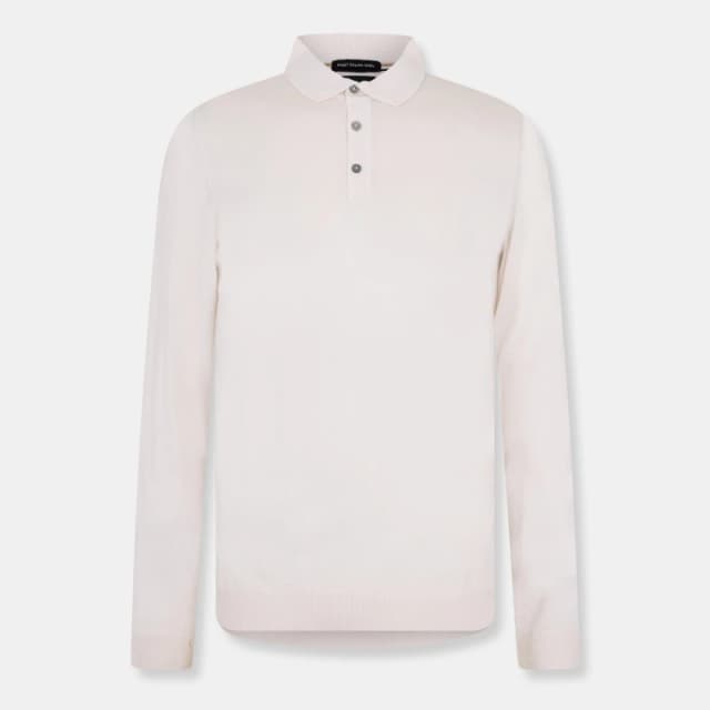 Boss Mens Lancione Gsu Knitted Long Sleeve Polo Shirt Open White male S