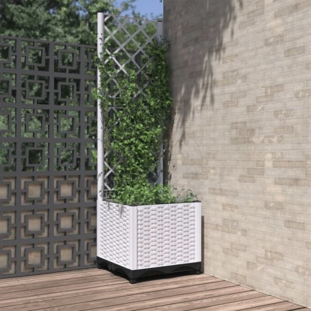 VIDAXL Garden Planter with Trellis White 40x40x136cm pp Vidaxl 8720845671730