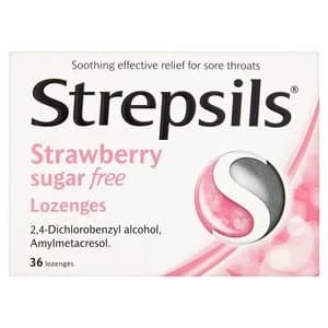 Strepsils Strawberry Sugar Free Lozenges x 36