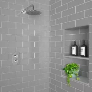 Concealed Thermostatic Mixer Shower with Wall Mounted Rainfall Shower Head - Flow