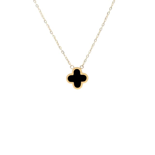 Say It With Graphite Crystal Clover Necklace - Yellow Gold Size: 18" Gold Unisex 18"