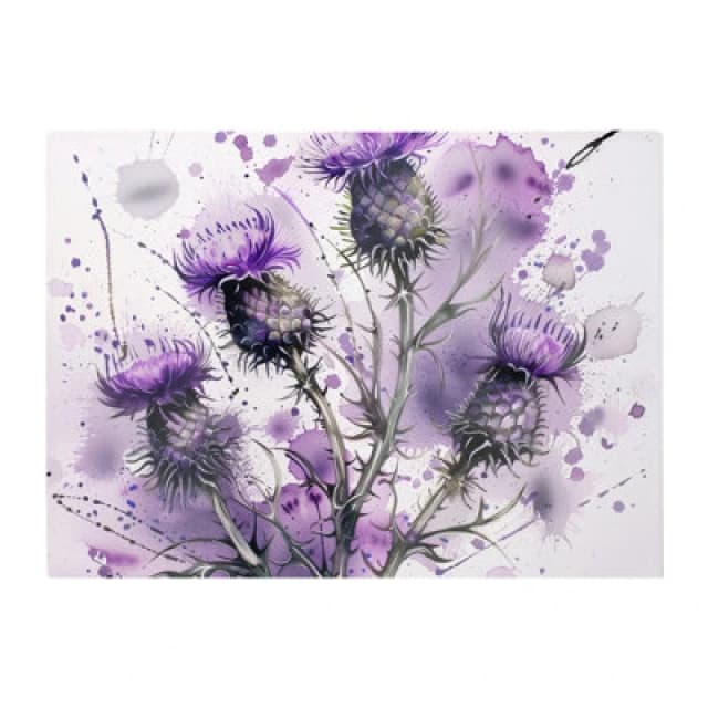 Warren Reed Designer Vibrant Scottish Thistle Art Chopping Board