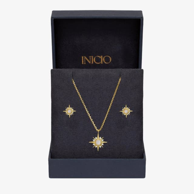 Inicio 14K Gold Plated Cubic Zirconia Star Set - Gift Box Jewellery Sets One Size Gold 73382010000