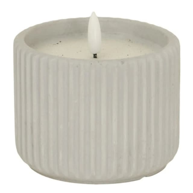 Luxe Collection Natural Glow Chalk Ribbed Medium LED Candle