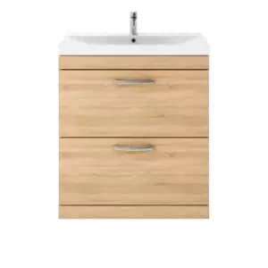 Nuie Athena 800 Floor Standing 2-drawer Vanity & Thin-edge Basin - Natural Oak