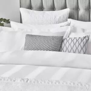 Peacock Blue Hotel Capella Kingsize Duvet Cover Set, White