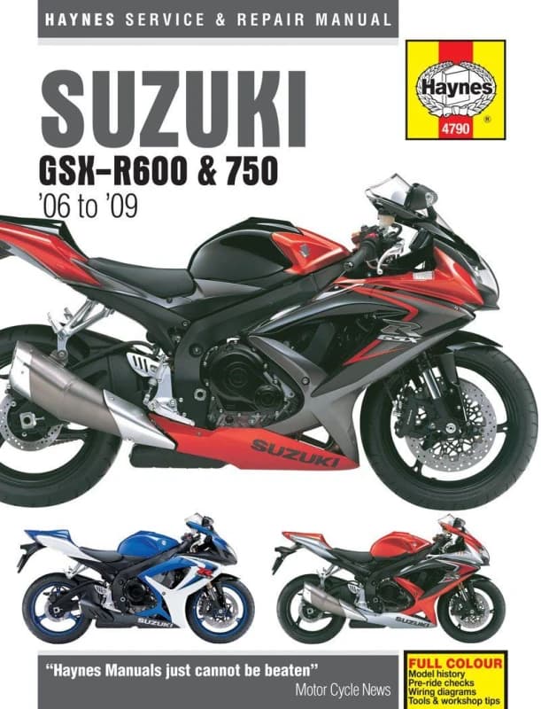 4790 - Haynes Service Manual For Suzuki GSX-R 600 2006-2016 4790