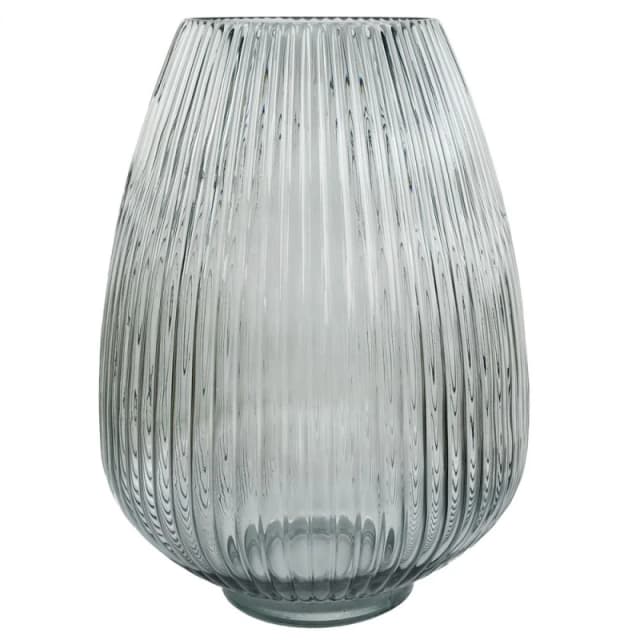 Leaf 30cm Smoke Grey Ridged Glass Vase Grey unisex