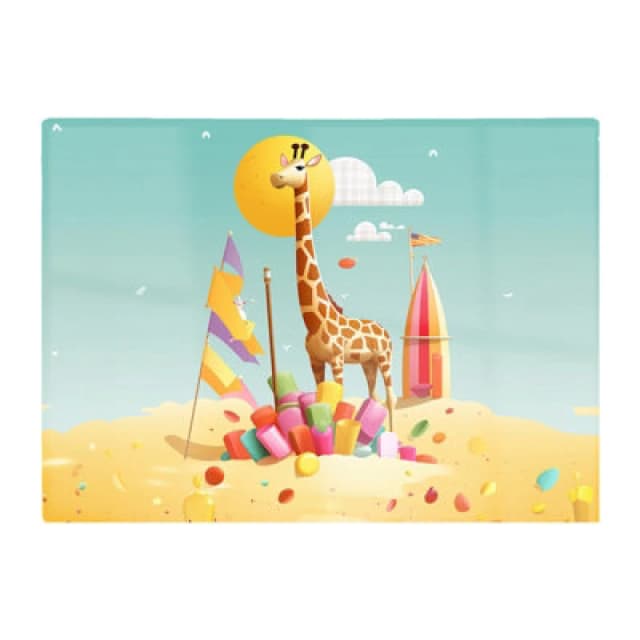 Warren Reed Designer A Giraffe On A Beach Holiday Glass Chopping Board