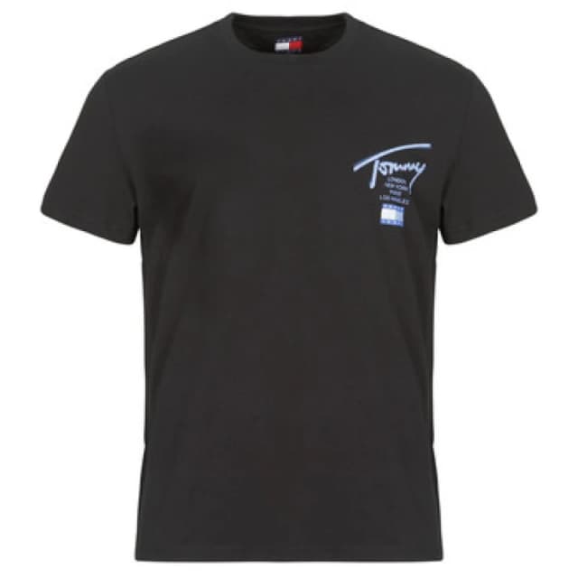 Tommy Jeans TJM REG TOMMY SIGN CITY TEE EXT mens T shirt in Black