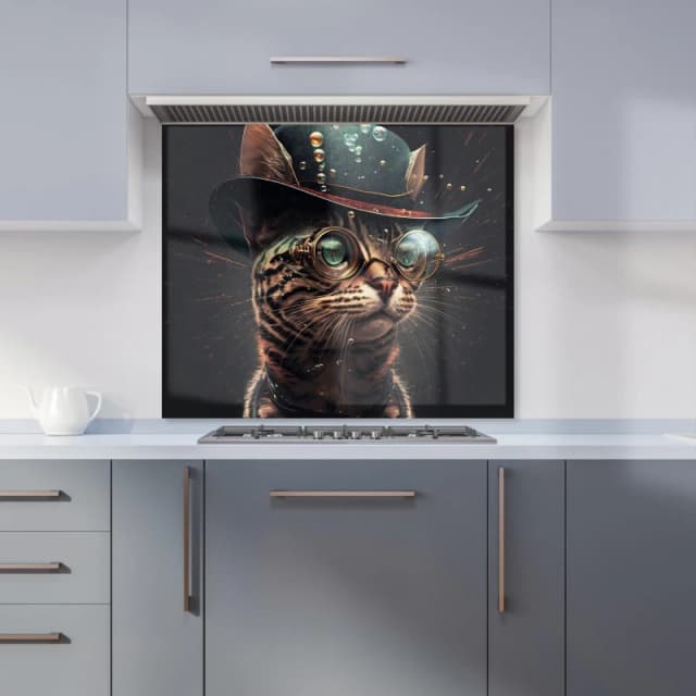 Warren Reed - Designer Bengal Cat Face Glasses Splashart Kitchen Splashback Size: 600mm x 750mm Multicolor Unisex 600mm x 750mm
