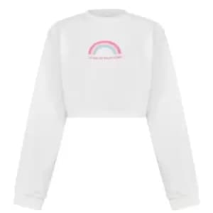 Skinny Dip Rainbow Crop Sweatshirt - White