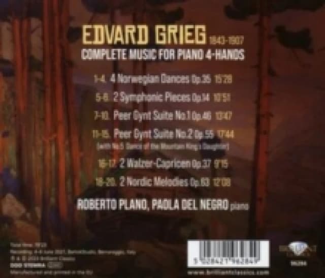 Grieg: Complete Music for Piano 4-hands/Peer Gynt Suites CD / Album (Jewel Case)