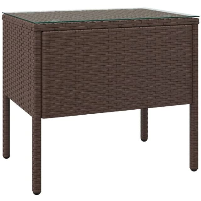 VIDAXL Vidaxl - Side Table Brown 53x37x48cm Poly Rattan and Tempered Glass 8720845679064