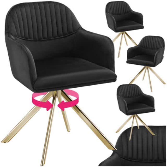 tectake Armchair Lona Set Of 4 - Black/Gold in Black Size: 4 Pack Black Unisex 4 Pack