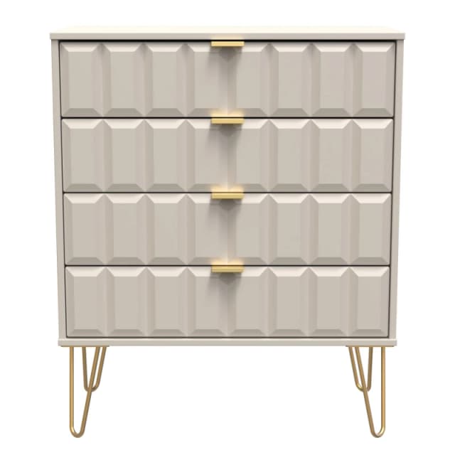 Welcome Furniture Ready Assembled Cuba 4 Drawer Chest - Kashmir Matt, Cream CUF011KMK
