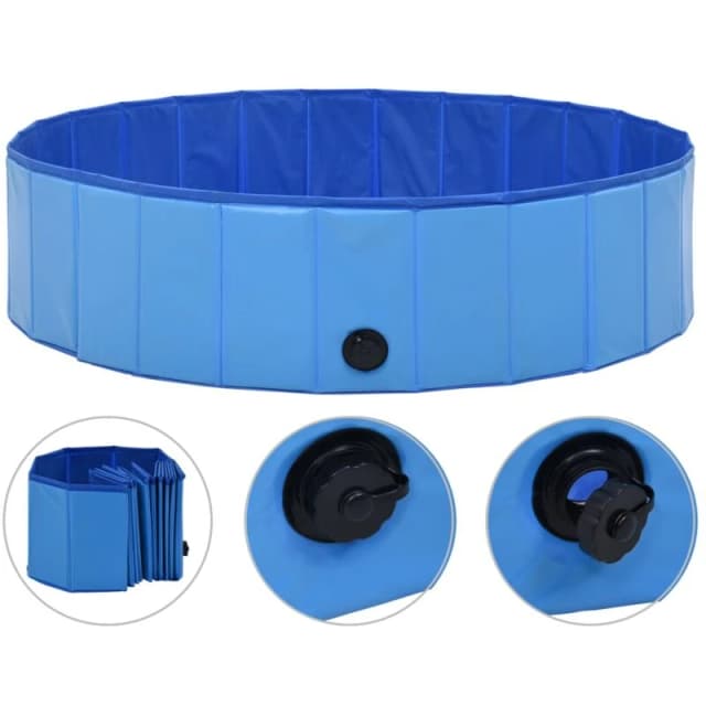 vidaXL Foldable Dog Swimming Pool Blue 120x30cm PVC Anti Slip Pet Water Centre