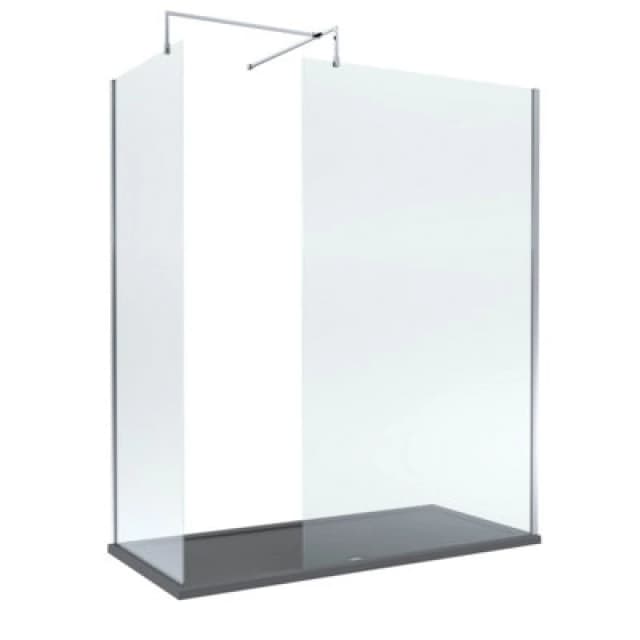 Balterley 8mm Glass Wetroom Screens Chrome and Slate Grey Tray 1700 x 800mm Grey