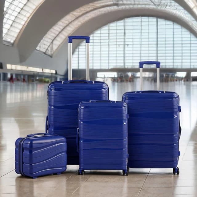 SHEONLY 4PCS Lockable Travel Suitcase Set Dark Blue unisex One Size