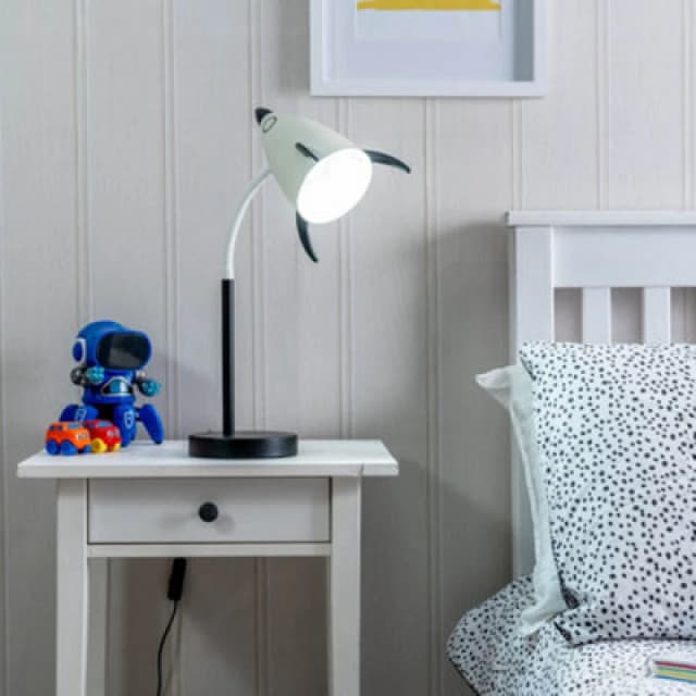 ValueLights Rocket Table Lamp Desk Light Adjustable Flexi Neck Integrated LED Reading Light Black