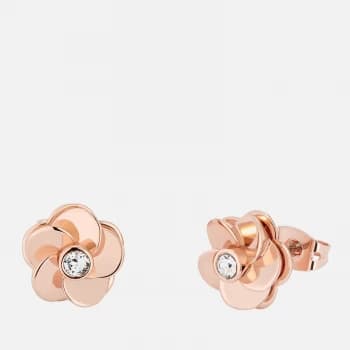 Ted Baker Womens Pelipa: Flower Stud Earring - Rose Gold Tone/Clear Crystal