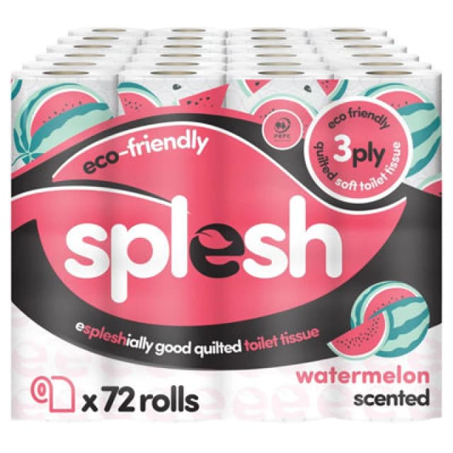 Splesh 'Toilet Roll' Soft & Quilted Eco-Friendly, Watermelon 72 Rolls White
